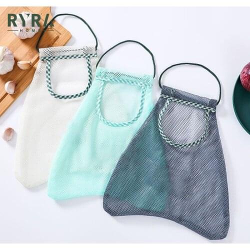 Fruit Vegetable Garlic Onion Hanging Storage Bag Reusable Mesh Bags Kitchen Organizer Home Kitchen Accessories Kitchen Storage