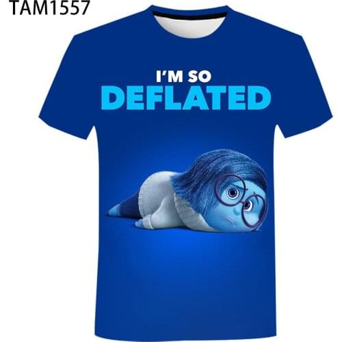 Inside Out Short Sleeve T-Shirt Summer New Animation 3D Printing Men / Women Casual Fashion Cool Childrens Sports Pullover