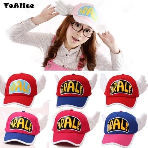 Hot Sell Anime Dr.Slump Cosplay Mesh Caps Arale Cap Angel Wings Hats Cotton Baseball Cap Sweet Fashion Color