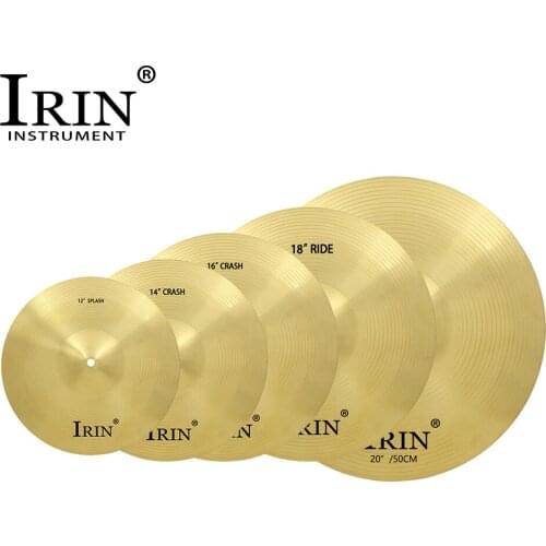 IRIN SC-260 Cymbal Set Brass Alloy anti-rust oxidation resistant Five Cymbal Size with Cymbal Bag for Beginners Student Drummers