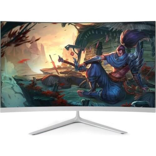 Curved 1920x1080 HDMI Vga Monitor, White, 24",Gaming Monitor For Pc,Monitor Gamer