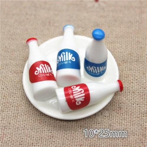 10pcs Kawaii Resin Simulation 3D Milk Bottle Miniature Art Flatback Cabochon DIY Craft Decoration,10*25mm