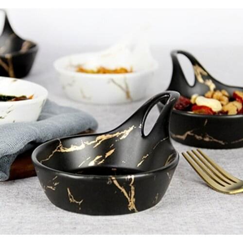 Ceramic Plate Small Round Black Dessert Salad Fruit Snack Bowl Soy Saucer Seasoning Dish Household Kitchen Supplies Tableware