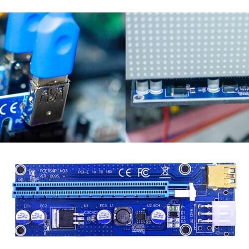 3pcs Newest VER009 USB 3.0 PCI-E Riser VER 009S Express 1X 4x 8x 16x Extender Riser Adapter Card Ver009S Power Cable (For GPU)