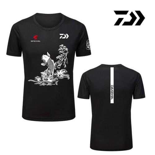 Summer Daiwa Clothing For Fishing Camouflage Outdoor Fishing Tshirt Breathable Letter Short Sleeve Top Sport Quality Fishing Tee