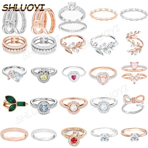 2020 fashion jewelry swa1:1 polychromatic crystal plant bamboo charm exquisite women ring series free delivery