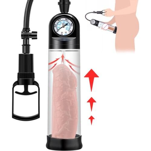 Penis Pump Penis Extender Dick Enlargement Sex Toys For Men Male Masturbator with Pressure Gauge Penile Enlarger Vacuum Pump