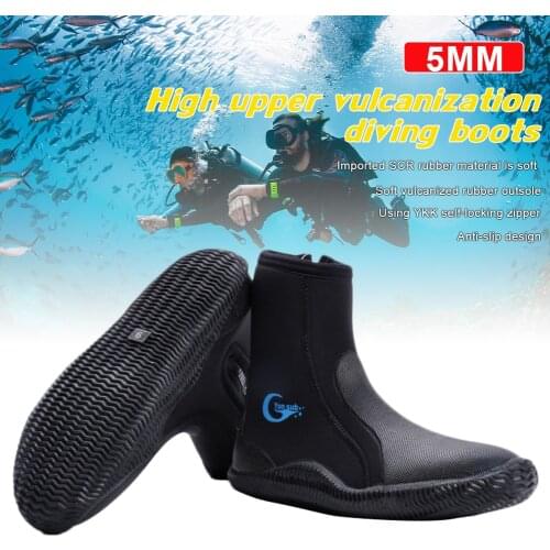 New 5mm Neoprene Boots Diving Socks Snorkeling Rafting Non-Slip Rubber Sole High Rise Diving Boots for Adult Diving Shoes Scuba