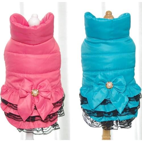 NEW Dog Coats Autumn Bowknots Lace Waterproof Windproof Pet Clothes XS S M L XL