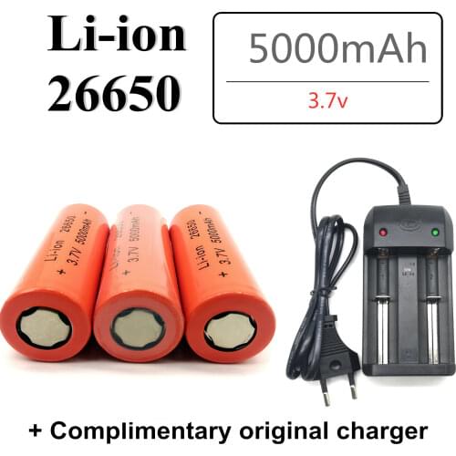 1PCS To 10PCS High Quality 26650 Rechargeable Battery Li-ion 3.7V 5000mah For LED Flashlight