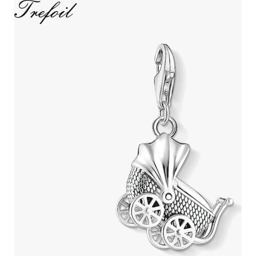Charms Pendant Pram Pure 925 Sterling Silver Fit Bracelet & Necklace 2021 Brand New Fine Jewelry Trendy Cute Gift For Women