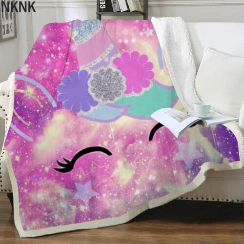 NKNK Brank Unicorn Blanket Animal Bedspread For Bed Galaxy 3D Print Colorful Blankets For Beds Sherpa Blanket New High Quality