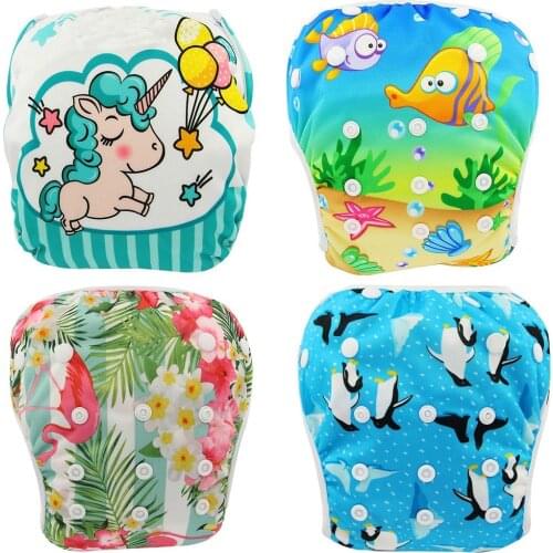 Ohbabyka Baby Swim Diaper Waterproof Adjustable Cloth Diapers Pool Pant Swimming Diaper Cover Reusable Washable Baby Nappies