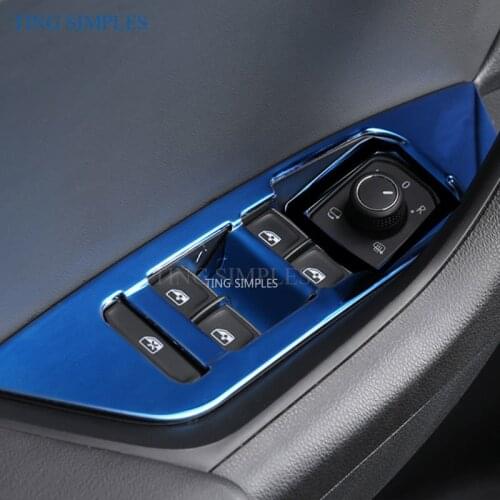 Stainless Steel Window Glass Lifting Buttons Panel Decoration Trim For Skoda Karoq 2017 2018 2019 20 Car Styling Accessory 4pcs
