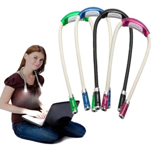 4 LED Hanging Neck Book Light Bendable Eye Protection Reading Light Outdoor Night Running Walking Camping Neck Lamp