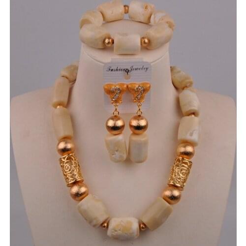 Latest Orange/Red/White Coral Beads African Jewelry Set Nigerian Wedding Bridal Jewelry Sets 21-E2