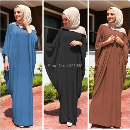 Casual Muslim Abaya Bat Sleeve Maxi Dress Cardigan Loose Long Robe Gowns Ramadan Turkey Islamic Prayer Clothing Free shipping