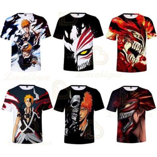 BLEACH Japanese 3D Printed Hot Anime Shirt Clothes Male Short-Sleeve Boys Summer Men Tshirt Children Tops