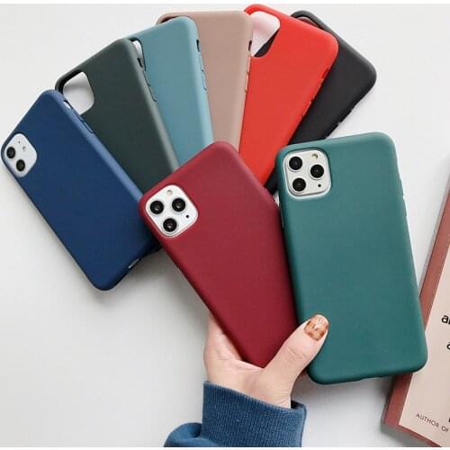 Silicone Solid Color Case for iPhone 11 Pro XS MAX XR X Candy Color Phone Cases for iPhone 7 8 Plus SE 2020 Soft TPU Shell Cover
