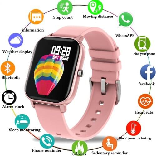 GEJIAN Sports Smart Watch Women IPX7 Waterproof Fitness Tracker LED Full Screen Touch Heart Rate Monitor Fashion Smart Watch Men