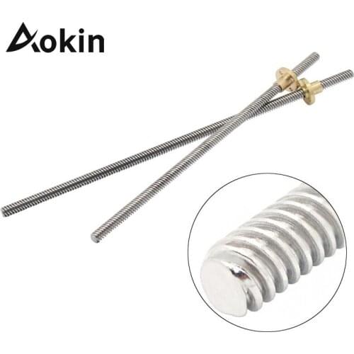 T8 Lead Screw 8mm 100mm 150mm 250mm 300mm 330mm 350mm 400mm 500mm Trapezoidal Screws Copper Nuts Lead Screw for 3D Printer Parts