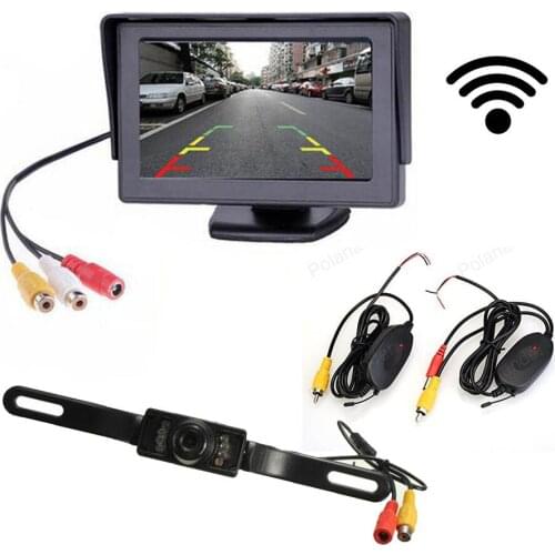 Universal Parking Assist 4.3 Inch LCD car Monitor Wireless 7 LED night vision Backup Reverse Night Vision Rearview Camera kit