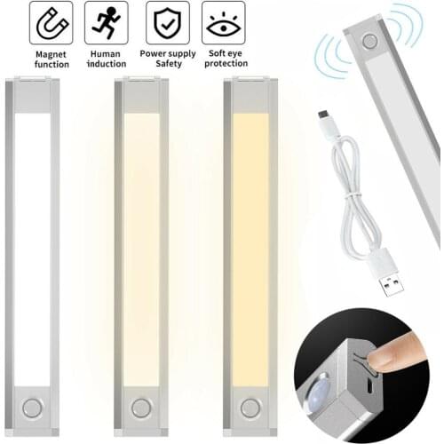USB Rechargeable Motion Sensor LED Closet Light Body Induction Under Cabinet Drawer Wardrobe Night Light 3 White Color Lamp