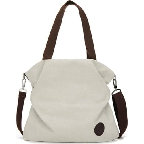 Women Bag Retro Handbags Soft Canvas Bag Large Capacity Women Shopping Bag Casual Hasp Ladies One Shoulder Tote Bags