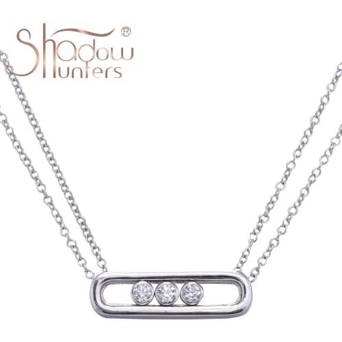 SHADOWHUNTERS Real 100% 925 Sterling Silver Move Double Chains Necklaces For Women Luxury Femme Jewellery Making High quality