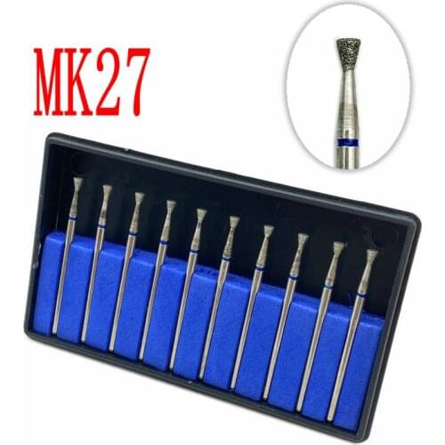 10pcs/set Dental Part Electroplated Diamond Point Polisher Dental Low Speed Handpiece HP Burs Dental Lab Nail Drill Bits MK27