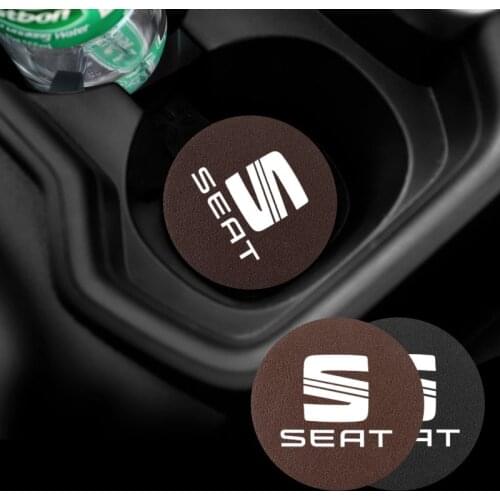 2Pcs PU Leather Car Cup Mat Auto Emblem Coaster Accessories For Seat Ibiza Leon Sportcoupe Exeo Ateca Altea Alhambra Arona