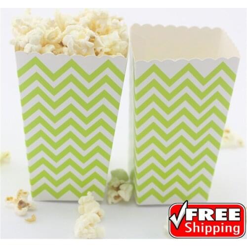 36pcs Lime Green Chevron Wedding Popcorn Boxes-Birthday Party-Zig Zag Lolly Food Favor Gift Candy Snack Paper Treat Buckets Bulk