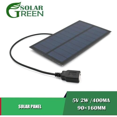 5V 2W 5 V Charge Regulators Solar Panel Output USB Solar Cell Outdoor Battery Charger USB Female Port