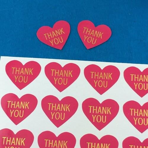 5000PCS/Lot Fashion heart-shaped printed"THANK YOU"paper Labels sealing Stickers packaging For Jewelry/Box/gift/car/envelope