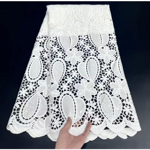 African Cord Guipure Water Soluble Fabric Laces 2021 High Quality French Nigerian Sequins Cord Sewing For Nigeria Wedding Dress