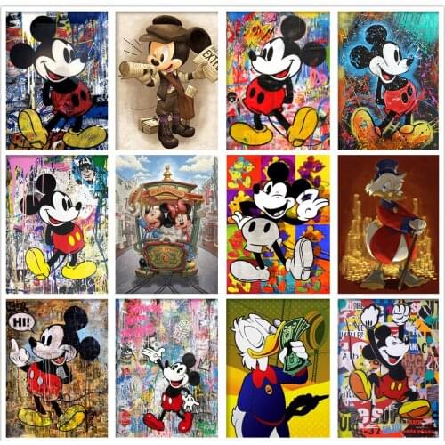 Disney 5D DIY Graffiti Art Mickey Mouse Donald Duck Diamond Painting Poster And Printed Wall Art Mosaic Picture Garden Decor