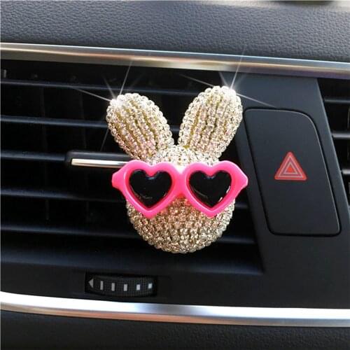 Car Perfume Clip Crystal Glasses Rabbit Doctor Vent Clip Fragrance Air Freshener Scent Smell Diffuser Auto Decor Accessories