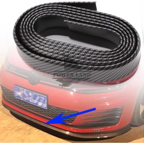 Car Styling 2.5M/roll Front Bumper Rubber Protector Lip Skirt Body Spoiler Multi Deflector Scratch Resistant Carbon Fiber/Black