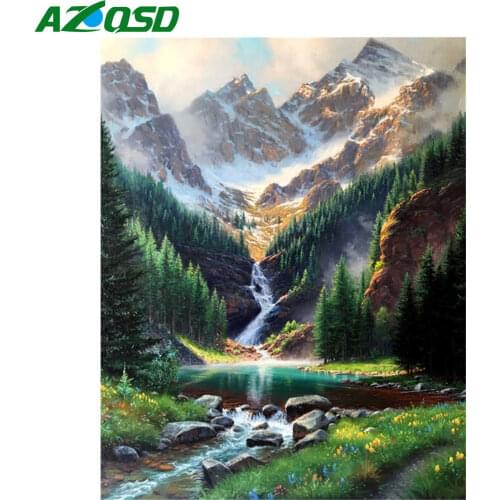 AZQSD Coloring By Numbers Mountain Landscape Paint By Numbers On Canvas Hand Painted Wall Art Home Decor Unframed 40x50cm