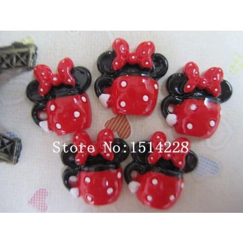 Free shipping!Resin kawaii Minnie cup .Resin Flatback Cabochon for hair bow center ,DIY23*25mm
