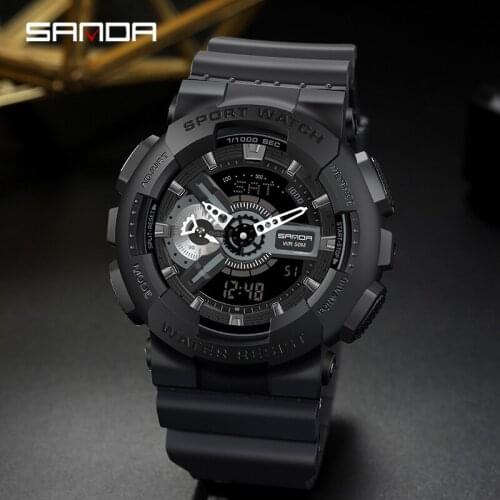 SANDA Top Brand Sports Mens Watches Military Quartz Watch Man Waterproof Wristwatch for Men Clock shock relogios masculino
