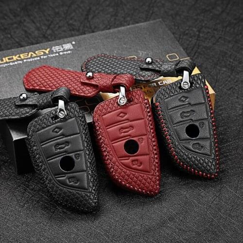 Car key case cover for BMW X5 F15 F85 X6 F16 G30 7 Series G11 X1 F48 F39 genuine leather remote key chain