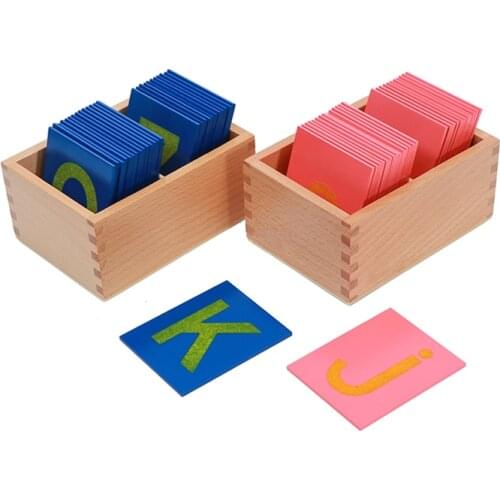 Lower and Capital Case Sandpaper Letters Set Montessori Language Materials Wooden Alphabet Puzzles Preschool Early Education Toy