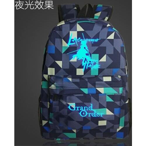 Fate Grand Order FGO Anime School Bag noctilucous Luminous backpack student bag Notebook Daily backpack Glow in the Dark Mochila