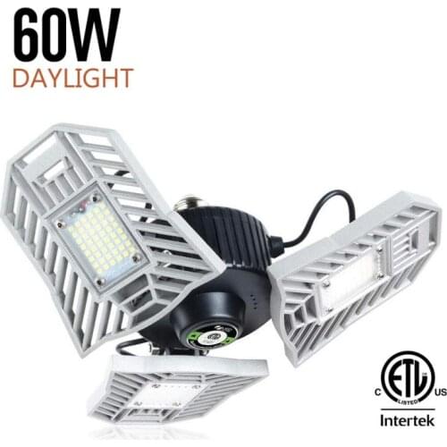Garage Lights AC 85-265V LED Folding light Bulbs 60W E26/E27 6000LM Utility LED Industrial Lighting For Workshop Basement etc