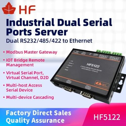 HF5122 RJ45 RS232/485/422 Serial To Ethernet Free RTOS Serial 2 Port Transmission Converter Serial Server(equal to 2pcs HF5111B