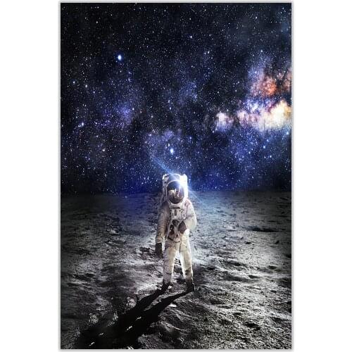 HT033 Spectacular Universe Earth And Moon Space Station Astronaut Silk Fabric Poster Art Decor Indoor Painting Gift