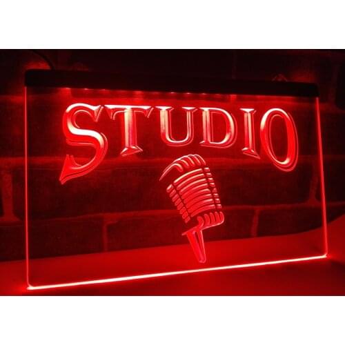 I587 Studio On The Air Microphone Bar Led Neon Light Sign