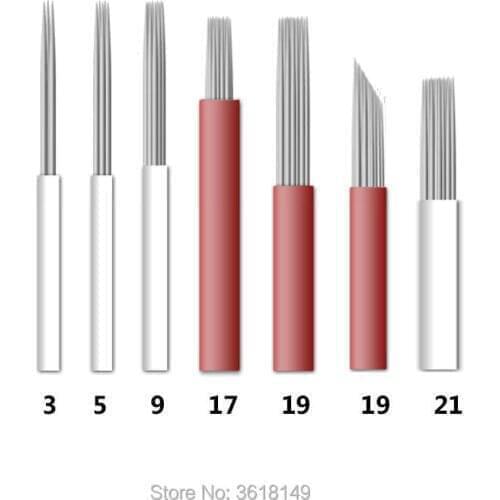 10pcs Microblading Needles 3R 5R 7R 9R 17R 19R 21R Round Tattoo Needles Semi Permanent Makeup Eyebrow Microblading Blade