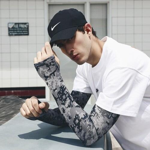 1 Pair Camouflage Arm Sleeves UV Protection Cycling Fishing Running Ice Silk Long Tattoo Sleeve Anti-Sunburn Cuff Cover
